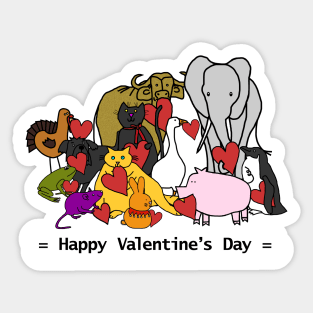 Happy Valentines Day from These Cute Animals Sticker